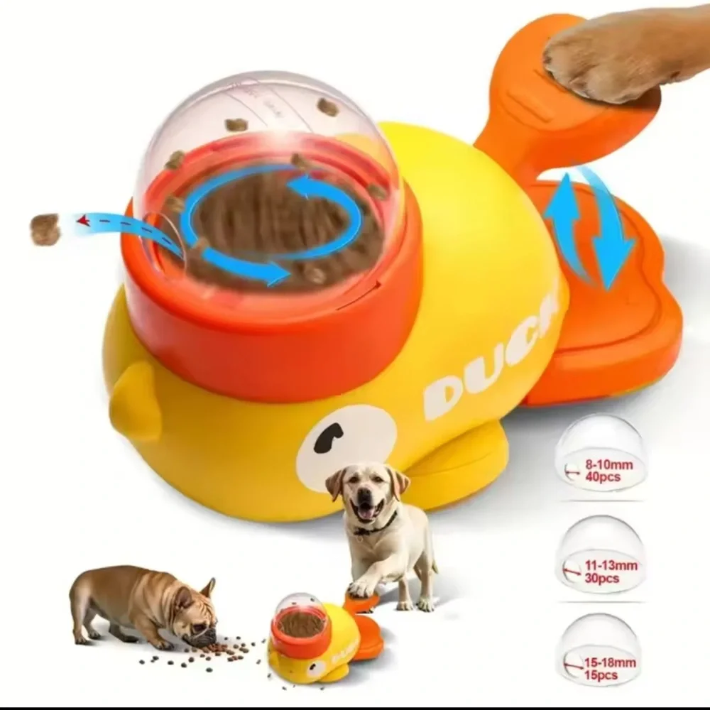NIB Duck Themed Yellow and Orange Dog Feeder